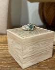 925 Sterling Silver Thick Band Ring Emerald Stone