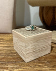 925 Sterling Silver Thick Band Ring Emerald Stone