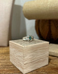 925 Sterling Silver Thick Band Ring Emerald Stone