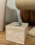 925 Sterling Silver Thick Band Ring Emerald Stone