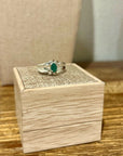 925 Sterling Silver Thick Band Ring Emerald Stone