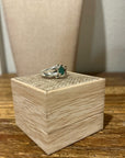 925 Sterling Silver Thick Band Ring Emerald Stone