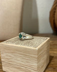 925 Sterling Silver Thick Band Ring Emerald Stone