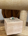 925 Sterling Silver Thick Band Ring Emerald Stone