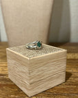 925 Sterling Silver Thick Band Ring Emerald Stone
