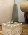 925 Sterling Silver Thick Band Ring Emerald Stone