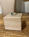 925 Sterling Silver Thick Band Ring Emerald Stone