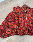 Sundry 100% Cotton Brown Red Floral Bohemian Flowy Babydoll Dress