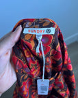 Sundry 100% Cotton Brown Red Floral Bohemian Flowy Babydoll Dress