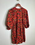Sundry 100% Cotton Brown Red Floral Bohemian Flowy Babydoll Dress