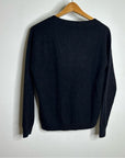 One Grey Day 100% Cashmere Black Speckle Button Down Cardigan Sweater