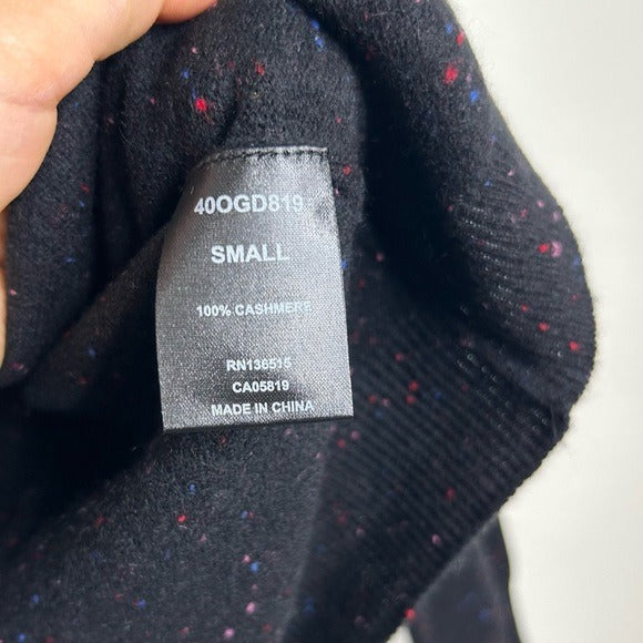 One Grey Day 100% Cashmere Black Speckle Button Down Cardigan Sweater