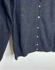 One Grey Day 100% Cashmere Black Speckle Button Down Cardigan Sweater