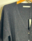 One Grey Day 100% Cashmere Black Speckle Button Down Cardigan Sweater
