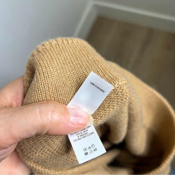 Unsubscribed 100% Cashmere Tan Wide Leg Flare Sweater Pant