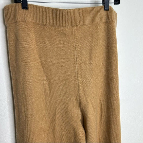 Unsubscribed 100% Cashmere Tan Wide Leg Flare Sweater Pant