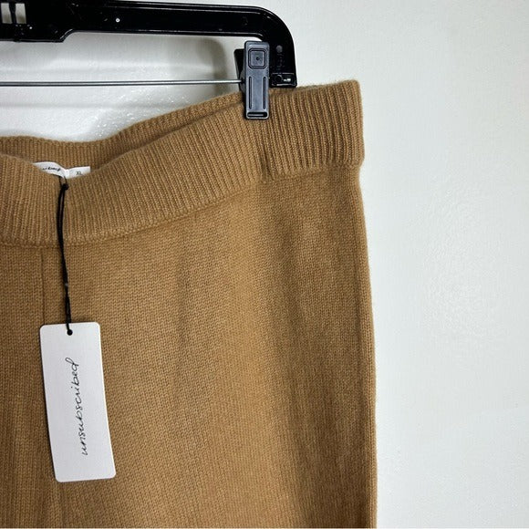 Unsubscribed 100% Cashmere Tan Wide Leg Flare Sweater Pant
