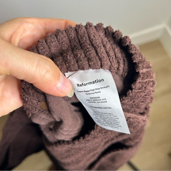 Reformation 100% Organic Cotton Preston Baggy Straight Corduroy