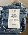 Madewell 100% Cotton Denim The Curvy Darted Barrel Jean Silver Studded Detail