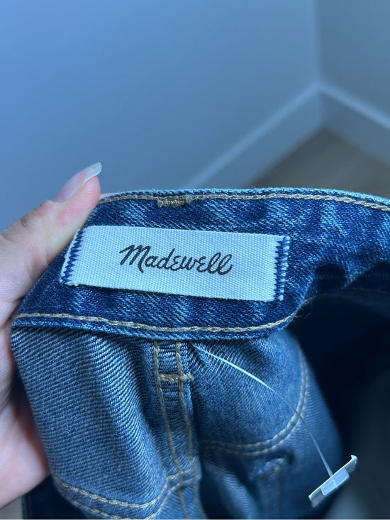 Madewell 100% Cotton Denim The Curvy Darted Barrel Jean Silver Studded Detail