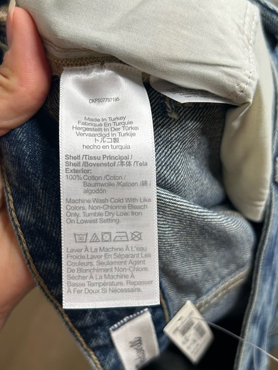 Madewell 100% Cotton Denim The Curvy Darted Barrel Jean Silver Studded Detail