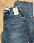 Madewell 100% Cotton Denim The Curvy Darted Barrel Jean Silver Studded Detail