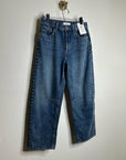 Madewell 100% Cotton Denim The Curvy Darted Barrel Jean Silver Studded Detail