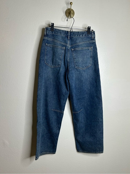Madewell 100% Cotton Denim The Curvy Darted Barrel Jean Silver Studded Detail
