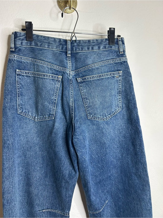 Madewell 100% Cotton Denim The Curvy Darted Barrel Jean Silver Studded Detail