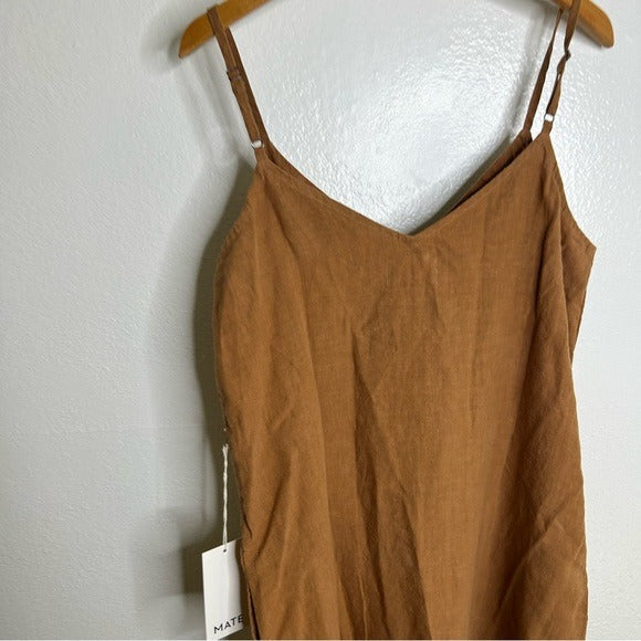 MATE The Label 100% Linen Full Length Maxi Dress in Sedona