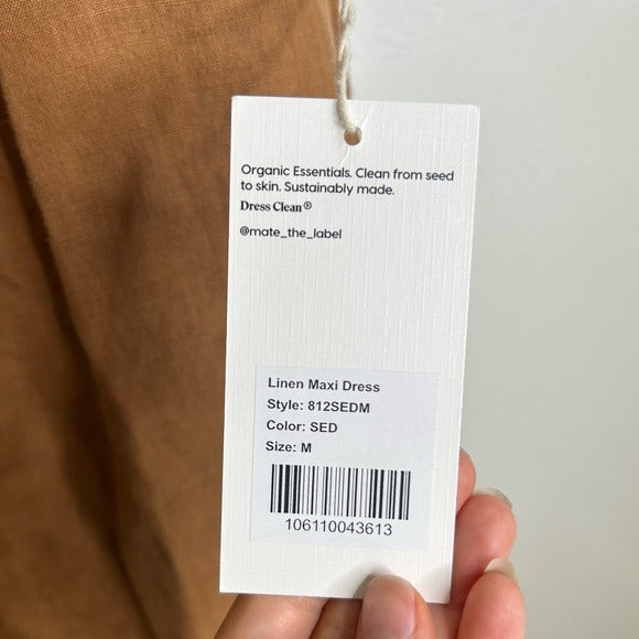 MATE The Label 100% Linen Full Length Maxi Dress in Sedona