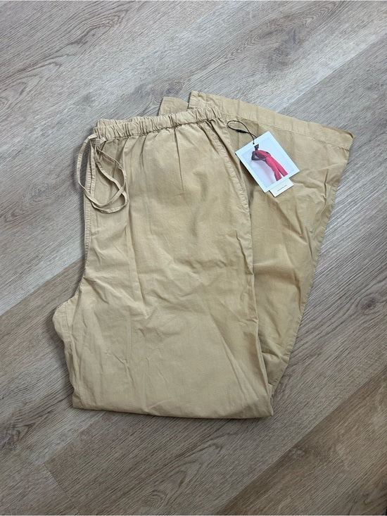 Nation LA 100% Pima Cotton Lucia Drawstring Wide Leg Pant in Toffee