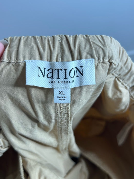 Nation LA 100% Pima Cotton Lucia Drawstring Wide Leg Pant in Toffee