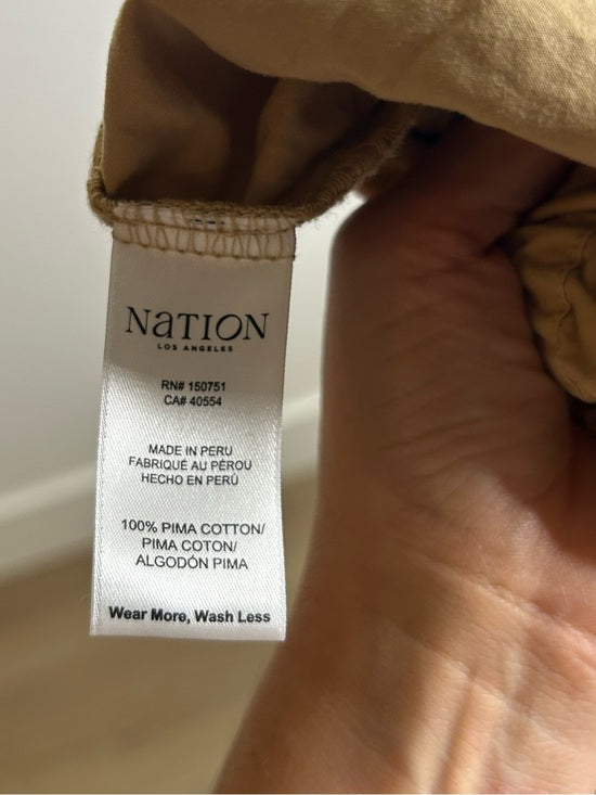 Nation LA 100% Pima Cotton Lucia Drawstring Wide Leg Pant in Toffee