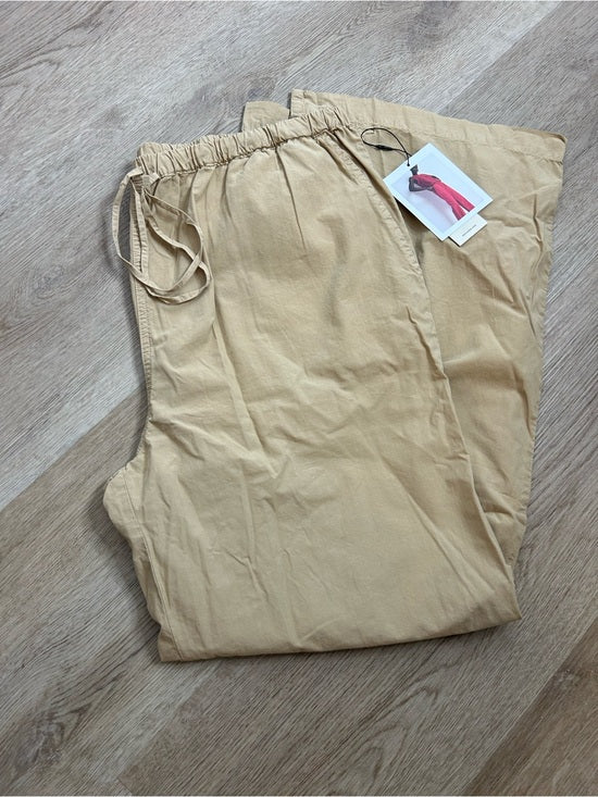 Nation LA 100% Pima Cotton Lucia Drawstring Wide Leg Pant in Toffee