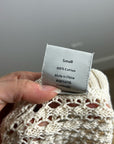 Varley 100% Cotton Textured Open Knit Julianna Short Sleeve Sweater Cream