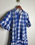 Anthropologie Whit Two 100% Cotton Tiered Blue Gingham Short Sleeve Midi Dress
