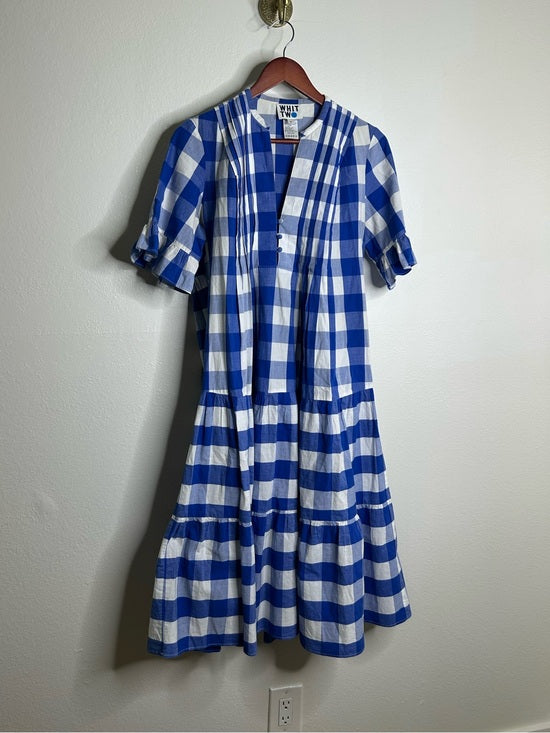 Anthropologie Whit Two 100% Cotton Tiered Blue Gingham Short Sleeve Mi – Natural Fiber Closet