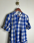 Anthropologie Whit Two 100% Cotton Tiered Blue Gingham Short Sleeve Midi Dress