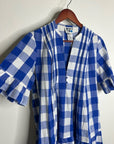 Anthropologie Whit Two 100% Cotton Tiered Blue Gingham Short Sleeve Midi Dress