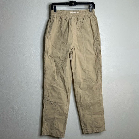 AMO AMO 100% Cotton Tan High Waisted Straight Leg Lightweight Pull on Pant - Cotton