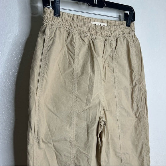 AMO 100% Cotton Tan High Waisted Straight Leg Lightweight Pull on Pant