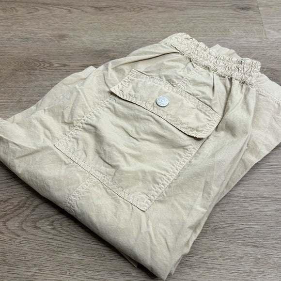 AMO AMO 100% Cotton Tan High Waisted Straight Leg Lightweight Pull on Pant - Cotton
