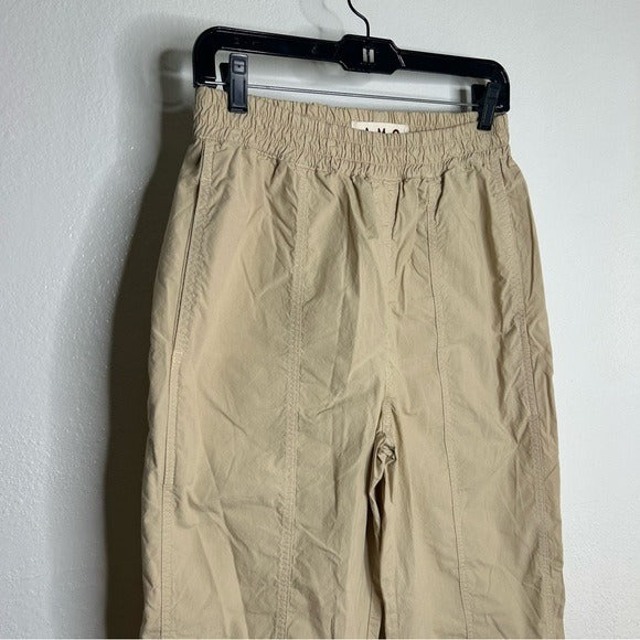 AMO AMO 100% Cotton Tan High Waisted Straight Leg Lightweight Pull on Pant - Cotton