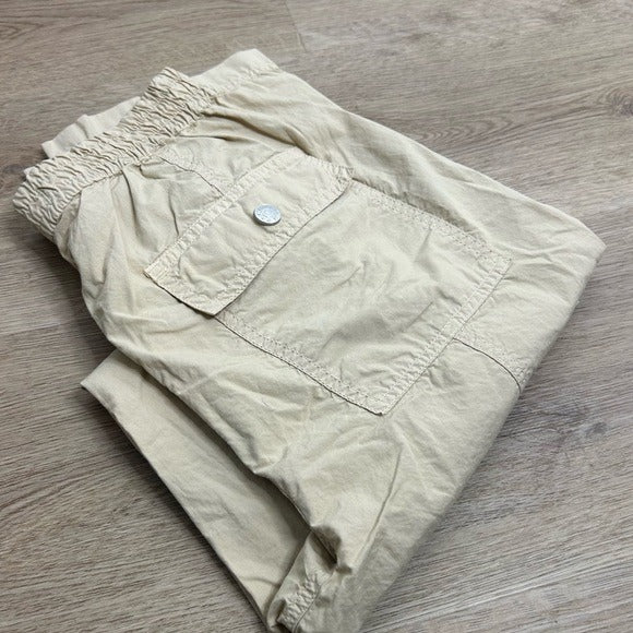 AMO AMO 100% Cotton Tan High Waisted Straight Leg Lightweight Pull on Pant - Cotton