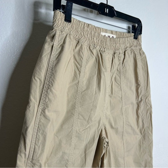 AMO 100% Cotton Tan High Waisted Straight Leg Lightweight Pull on Pant