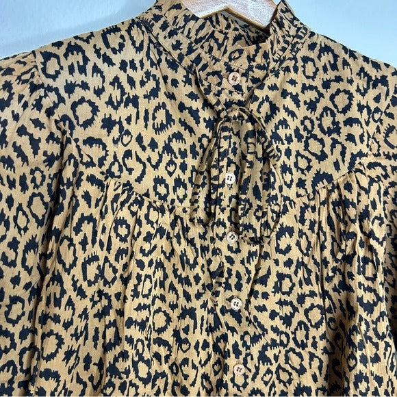 India Collection Emerson Fry 100% Organic Cotton Leopard Blouse