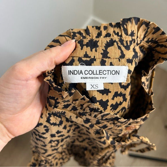 India Collection Emerson Fry 100% Organic Cotton Leopard Blouse