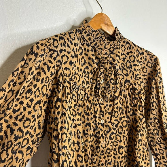 India Collection Emerson Fry 100% Organic Cotton Leopard Blouse