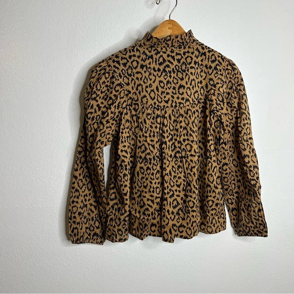 India Collection Emerson Fry 100% Organic Cotton Leopard Blouse